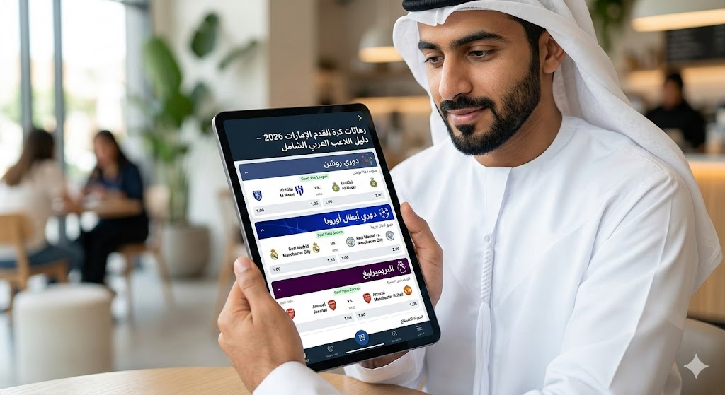 رهانات كرة القدم الإمارات 2026 – دليل اللاعب العربي الشامل: دوري روشن، أبطال أوروبا، والبريميرليغ من منصة واحدة