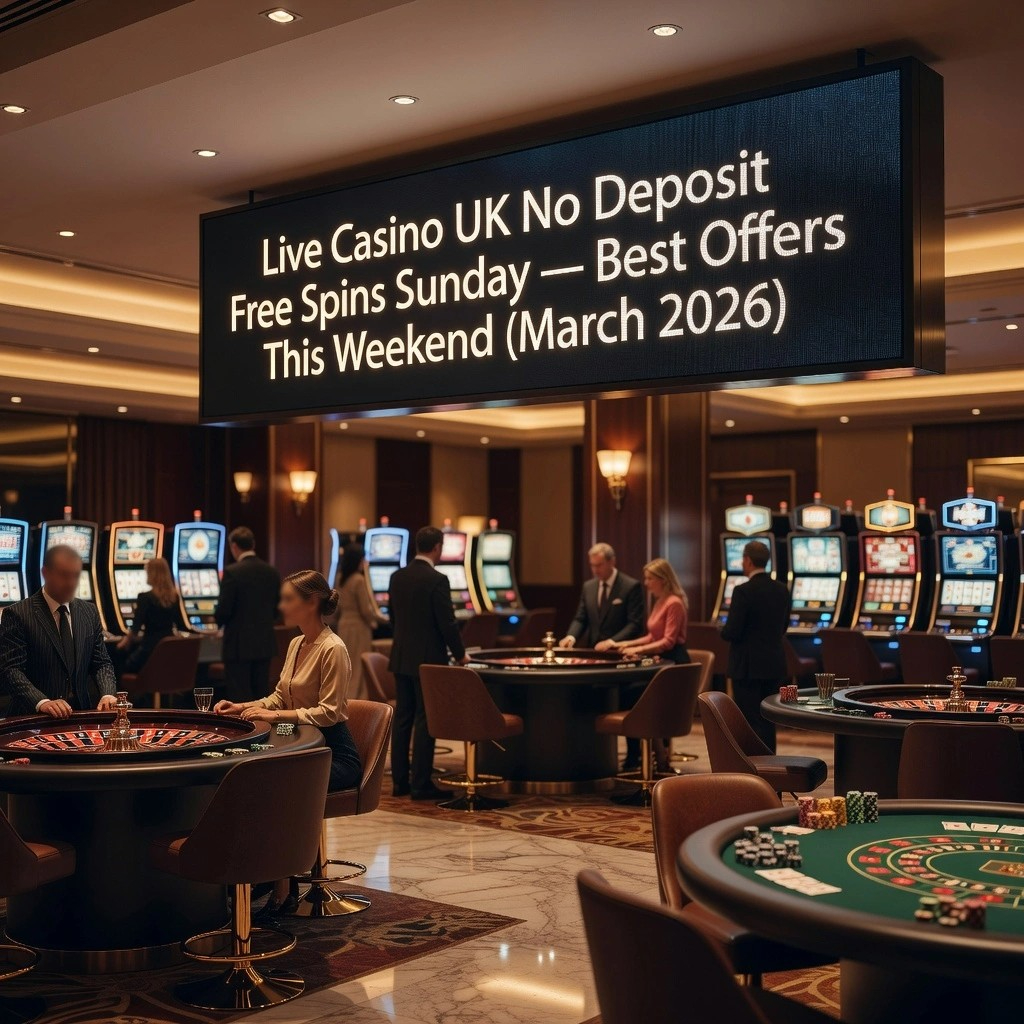 Live Casino UK No Deposit Free Spins Sunday — Best Offers to Claim This Weekend (March 2026)
